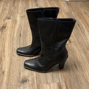 Steve Madden Mid Calf Leather Black Boots